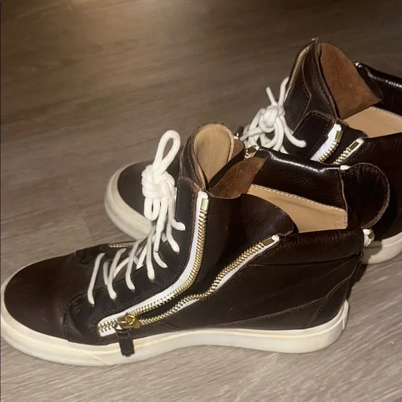Men's Size 41 Giuseppe Zanotti High-Top Sneakers in Brown and White - Picture 3 of 7